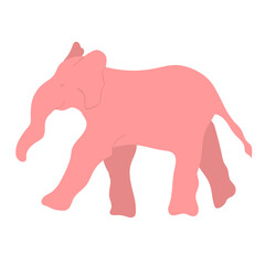 Pink smiling elephant. Vector cartoon illustration, cute print
