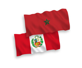 Flags of Peru and Morocco on a white background