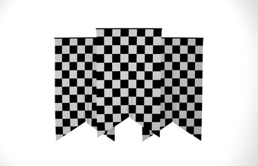 Finish Flag, Wavy Fabric Flag, 3D Render