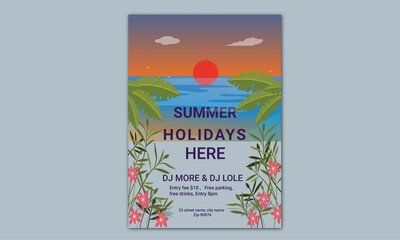 summer holiday party flyer design template