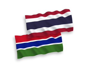 Flags of Republic of Gambia and Thailand on a white background
