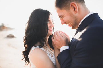 Close up of a nice young wedding couple