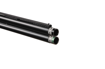 An ultra modern sporting double-barreled shotgun for trap shooting. Classic weapon with futuristic design isolate on white back.