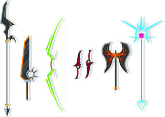 Set of weapons for adventure game