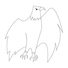 Cartoon eagle outline. Vector illustration isolated on white background. Decoration for greeting cards, posters, flyers, prints for clothes.