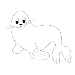 Cartoon fur seal outline. Vector illustration isolated on white background. Decoration for greeting cards, posters, flyers, prints for clothes.
