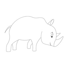 Cartoon rhinoceros outline. Vector illustration isolated on white background. Decoration for greeting cards, posters, flyers, prints for clothes.