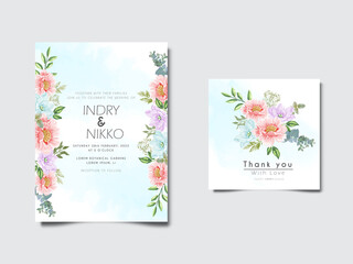 Fototapeta na wymiar beautiful and elegant wedding invitation cards floral concept