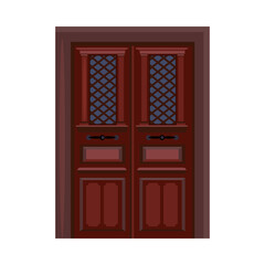 Obraz premium House door. Wooden door, glass, entrance. illustration can be used for topics like doorway, home, apartment