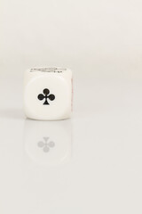 Ace Playing Casino poker dice closeup Isolated on white background with reflection. Abstract Pattern