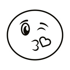 kissing emoji face classic line style icon