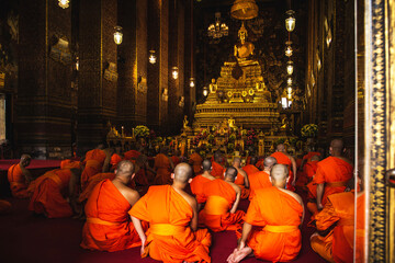 Monks praying in the church