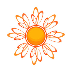 Flower-shape sun flat icon. Drawing, decorative element, sunlight. Sun concept. illustration can be used for topics like design, springtime, weather