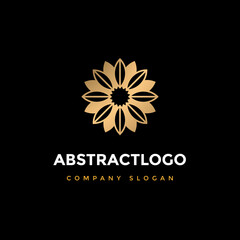 Luxury Ornament flower logotype. Elegant Golden leaf floral logo design. 