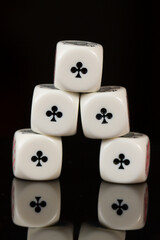 Aces Playing Casino poker dice closeup Isolated on Black background. Abstract Pattern