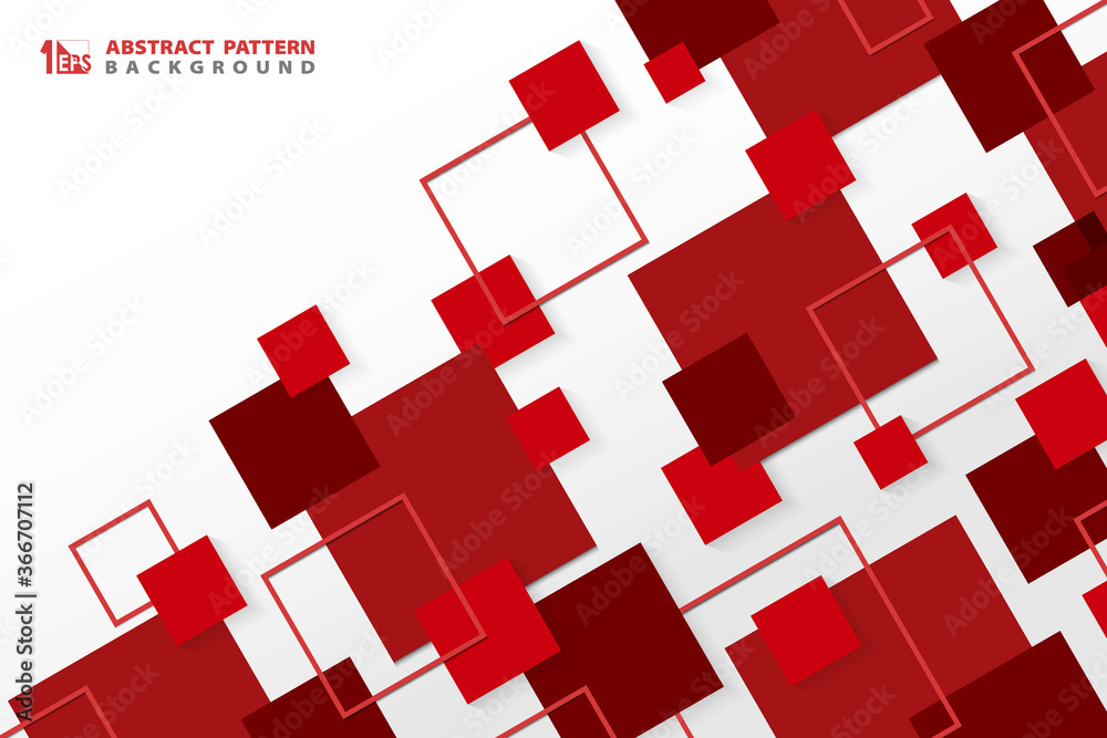 Wall mural abstract technology modern red square geometric pattern background. illustration vector eps10