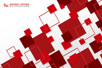 Abstract technology modern red square geometric pattern background. illustration vector eps10 - obrazy, fototapety, plakaty