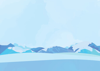 Fototapeta premium 雪山の背景イラスト
