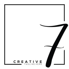 Number 7 Dynamic Monogram Typography Logo Template