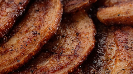 fried bacon close up