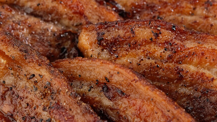 fried bacon close up