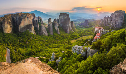 Mesmerizing view of sunset from Sunset Rock in Meteora
