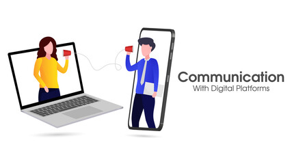 Business people talk with paper cup phones