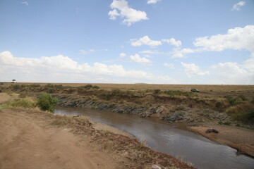 landscape with river and blue sky