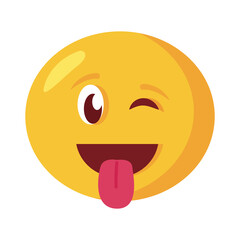 crazy emoji face with tongue out flat style icon