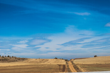 rural landscape with a blue sky