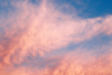 beautiful orange fluffy clouds background