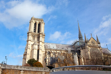 Fototapeta na wymiar Notre Dame de Paris before fire . Famous cathedral in France