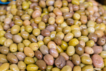 Pile of green olives