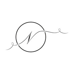 Calligraphic, black script letter n