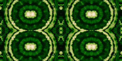 Endless Fern Green Hand Painted Spots. Geometrical Leafy Color Tie Dye Grunge Design. Seamless Nature Friendly Life. Grassy Color Muslim Design. Organic Color Faded Fabric.