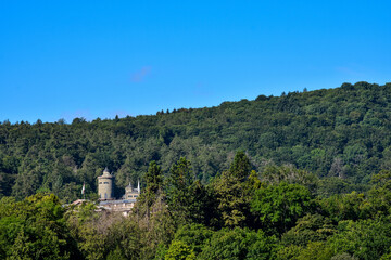 landscape in the mountains and Löwenburg Castle
