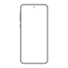 Smartphone outline icon. Mobile or cell phone screen frame design. Modern smart device line silhouette isolated on white background. Vector illustration.