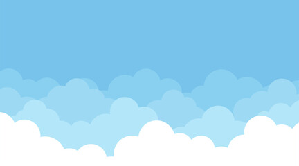 Clouds stacked layers on top blue sky cartoon concept background vector flat style