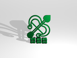 3D illustration of bow graphics and text made by metallic dice letters for the related meanings of the concept and presentations. background and christmas