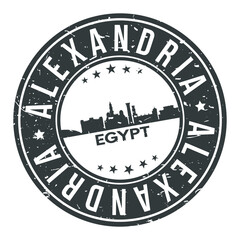 Alexandria Egypt Round Stamp Icon Skyline City Design Badge.