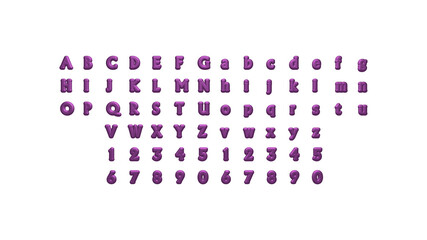 Full set of English alphabets in 3D illustrations which matching perspectives and lighting on each side placed on a white background for word combinations