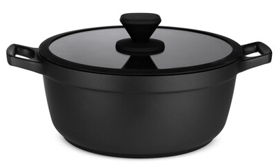 New black saucepan isolated on white background