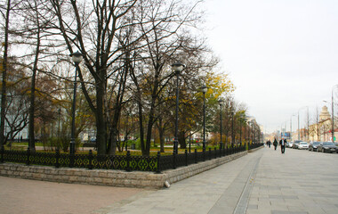 A park in autumn in the center of Moscow