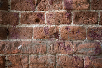 red brick wall close-up. Background, texture, base