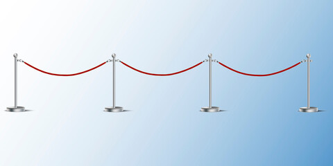 Fototapeta premium Barrier made of rope. Red line of safety for VIP persons. fence at the entrance. Vector image.