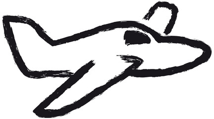 Small plane symbol. Hand drawn icon of a small plane.