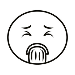 emoji face throwing up line style icon