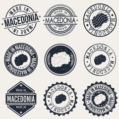 Macedonia Travel Stamp Made In Product Stamp Logo Icon Symbol Design Insignia.