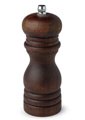 Wooden mill for salt or pepper on white