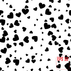 Seamless Pattern with Black hearts